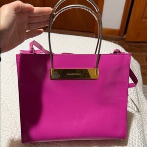 Vintage Balenciaga Fuchsia Tote with Gold Accents